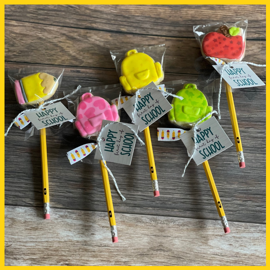 Back to School Sugar Cookie Pops (available in multiple design options)